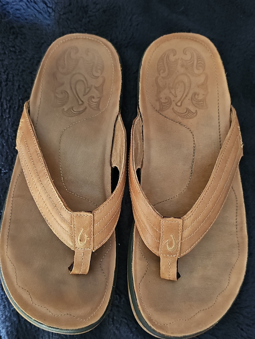 OluKai Moko Size 11 Brown Leather Flip-Flops - Picture 4 of 12